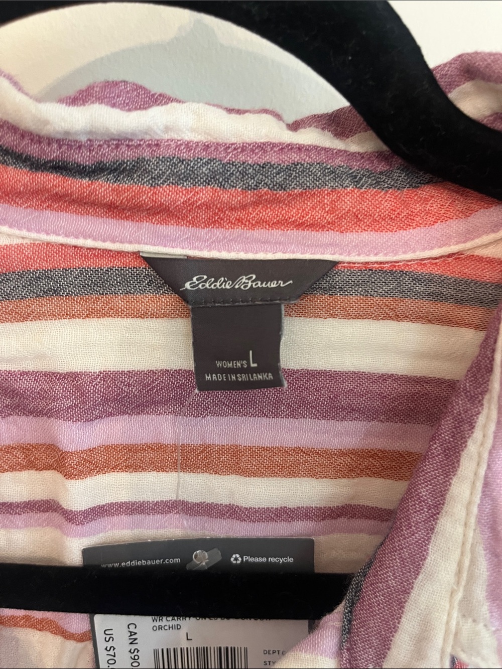 Eddie Bauer Multistripe Button-Down Shirt in White, Pink, Rust and Blue-Grey - Picture 2 of 6